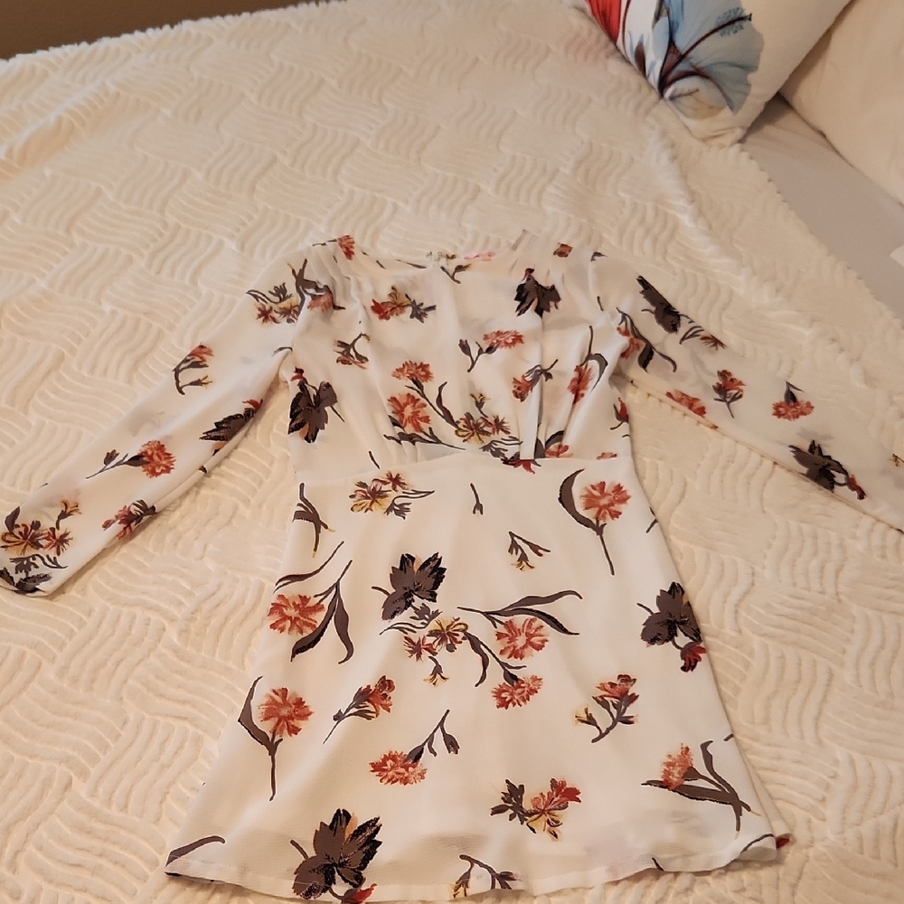 Re:named Cream and Brown Long Sleeve Sundress